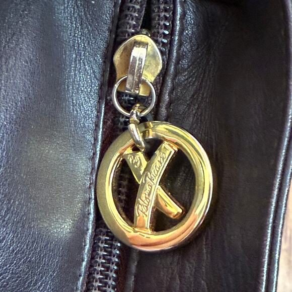 Paloma Picasso Dark Brown Leather Crossbody Purse Gold Logo Made in Italy - Picture 12 of 15